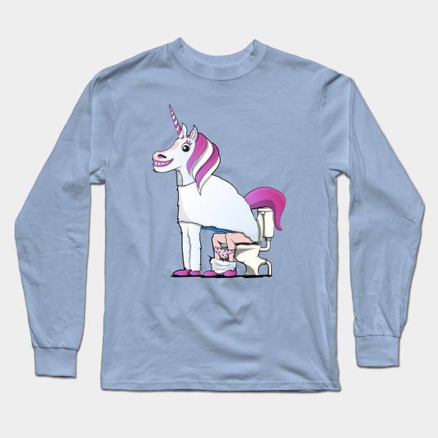 Unicorn on the Toilet Long Sleeve T-Shirt by InTheWashroom